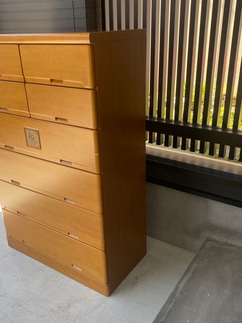 自宅保管 6段ハイチェスト 引出しタンス 横幅89奥行45高さ139cm 天然木