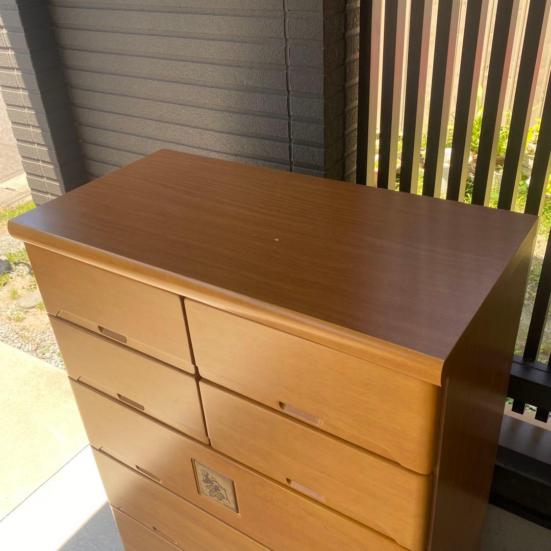 自宅保管 6段ハイチェスト 引出しタンス 横幅89奥行45高さ139cm 天然木