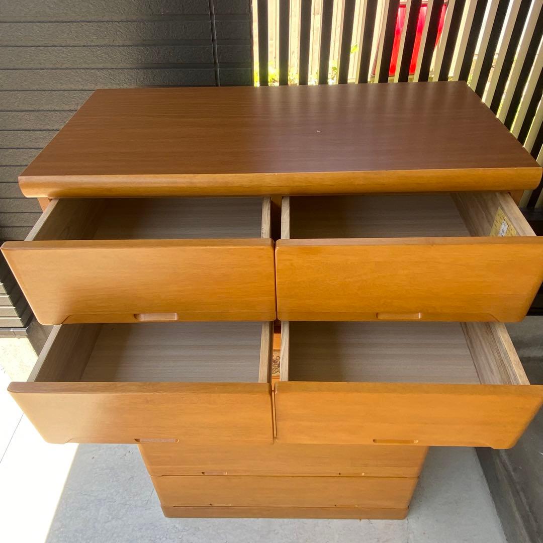 自宅保管 6段ハイチェスト 引出しタンス 横幅89奥行45高さ139cm 天然木