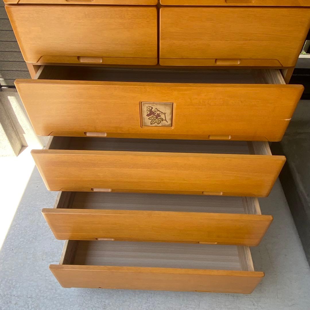 自宅保管 6段ハイチェスト 引出しタンス 横幅89奥行45高さ139cm 天然木