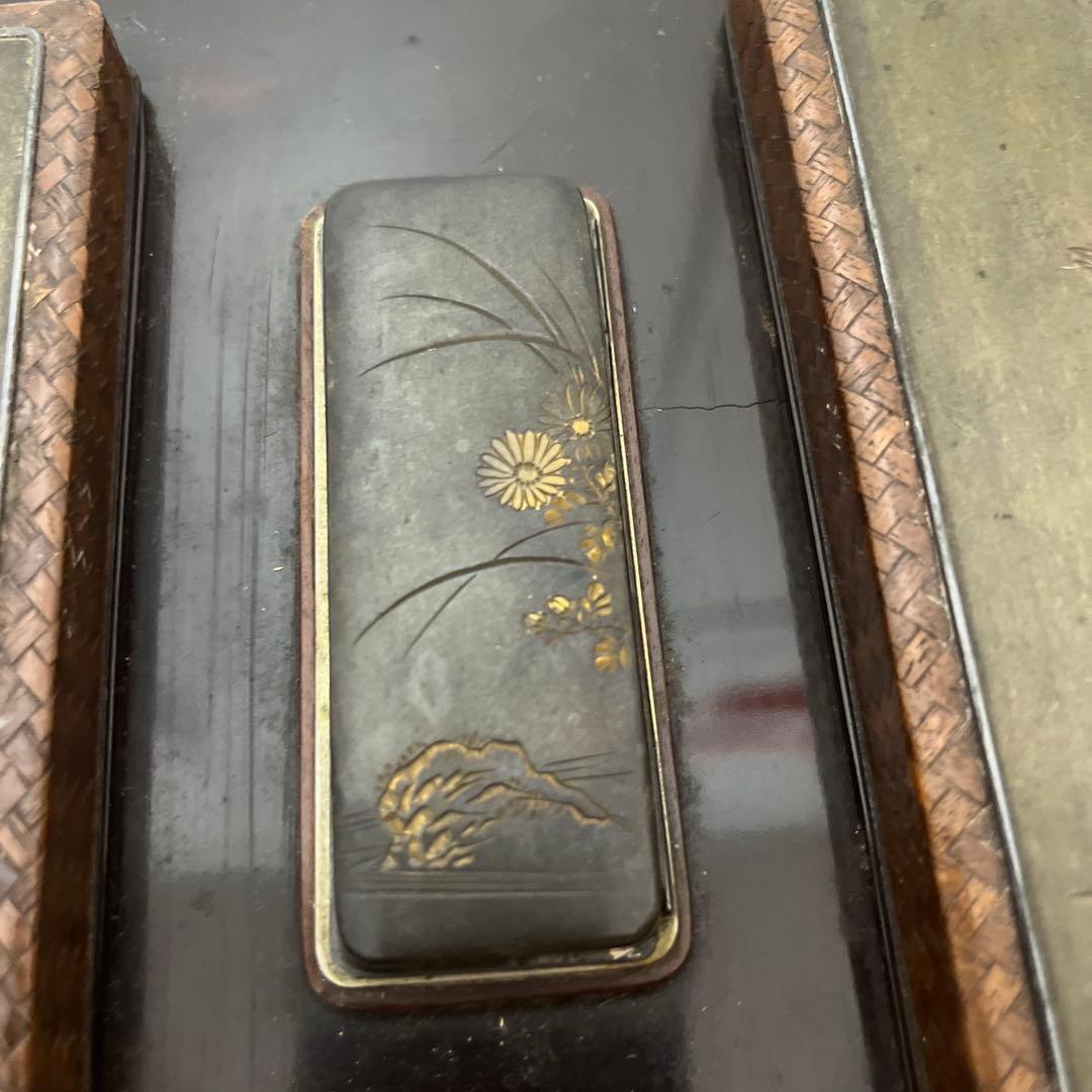 三つ揃煙草具　銀製　彫刻　共箱　銀煙草セット　莨道具