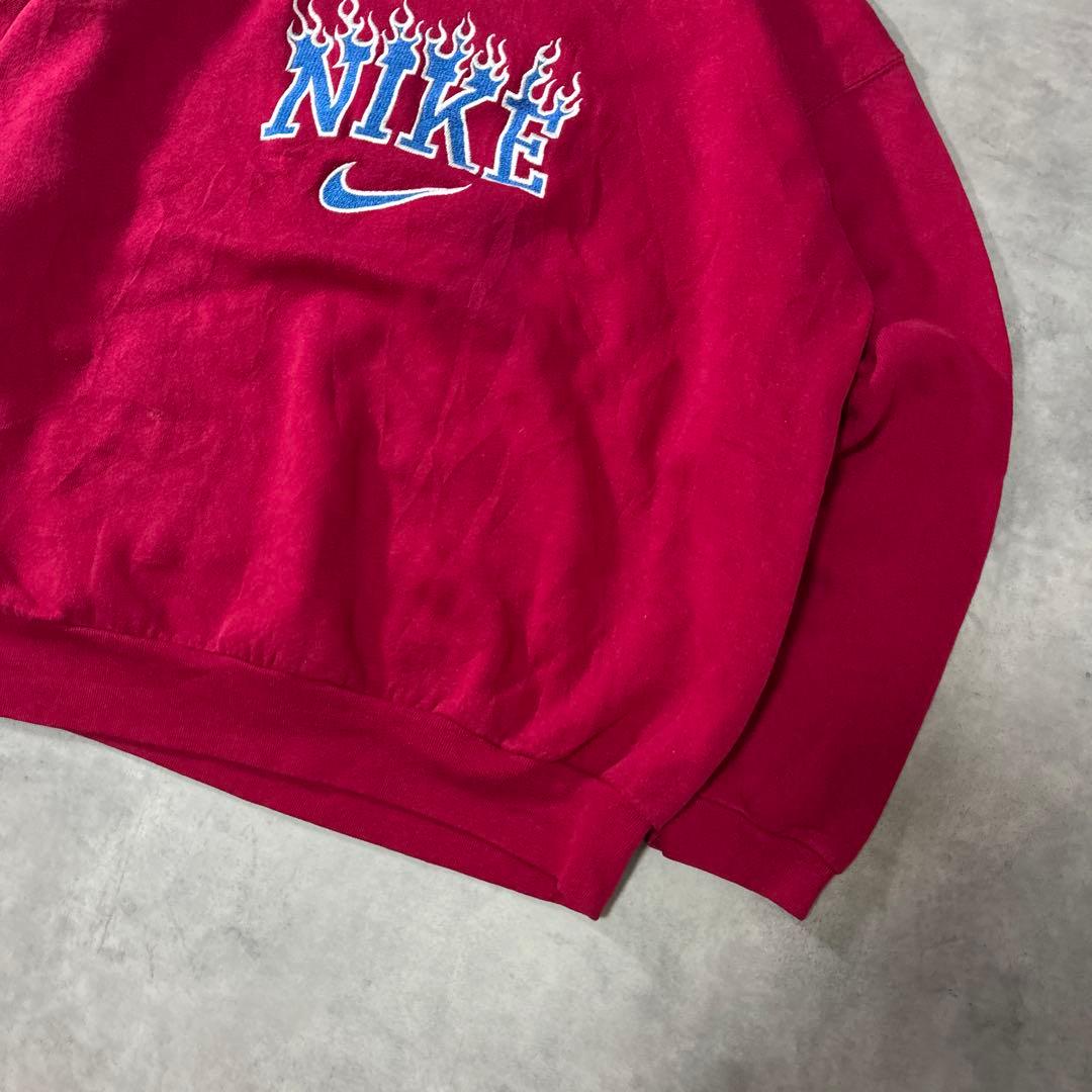 NIKE 90s スウェット トレーナー 刺繍ロゴ ファイヤー レッド M