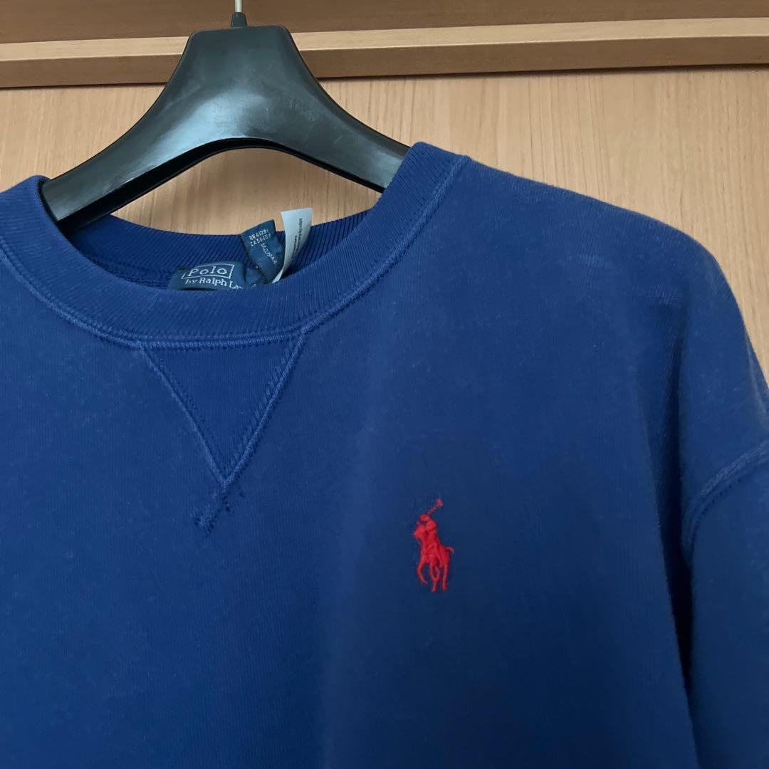 【備品】POLOネイビー ロゴ刺繍 クルーネック トレーナー