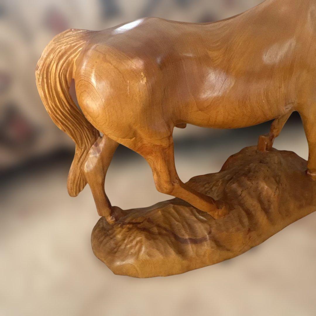 レトロ 木製 馬 ウッド オブジェ ホース 木彫り