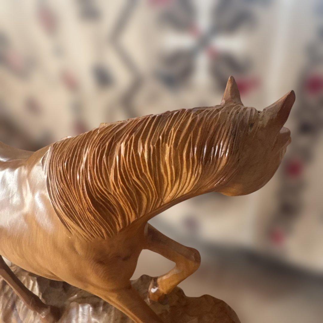 レトロ 木製 馬 ウッド オブジェ ホース 木彫り