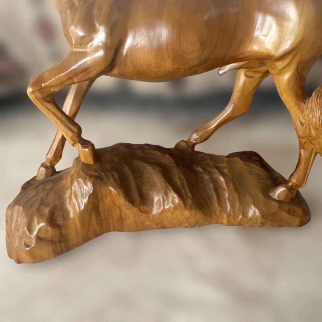 レトロ 木製 馬 ウッド オブジェ ホース 木彫り