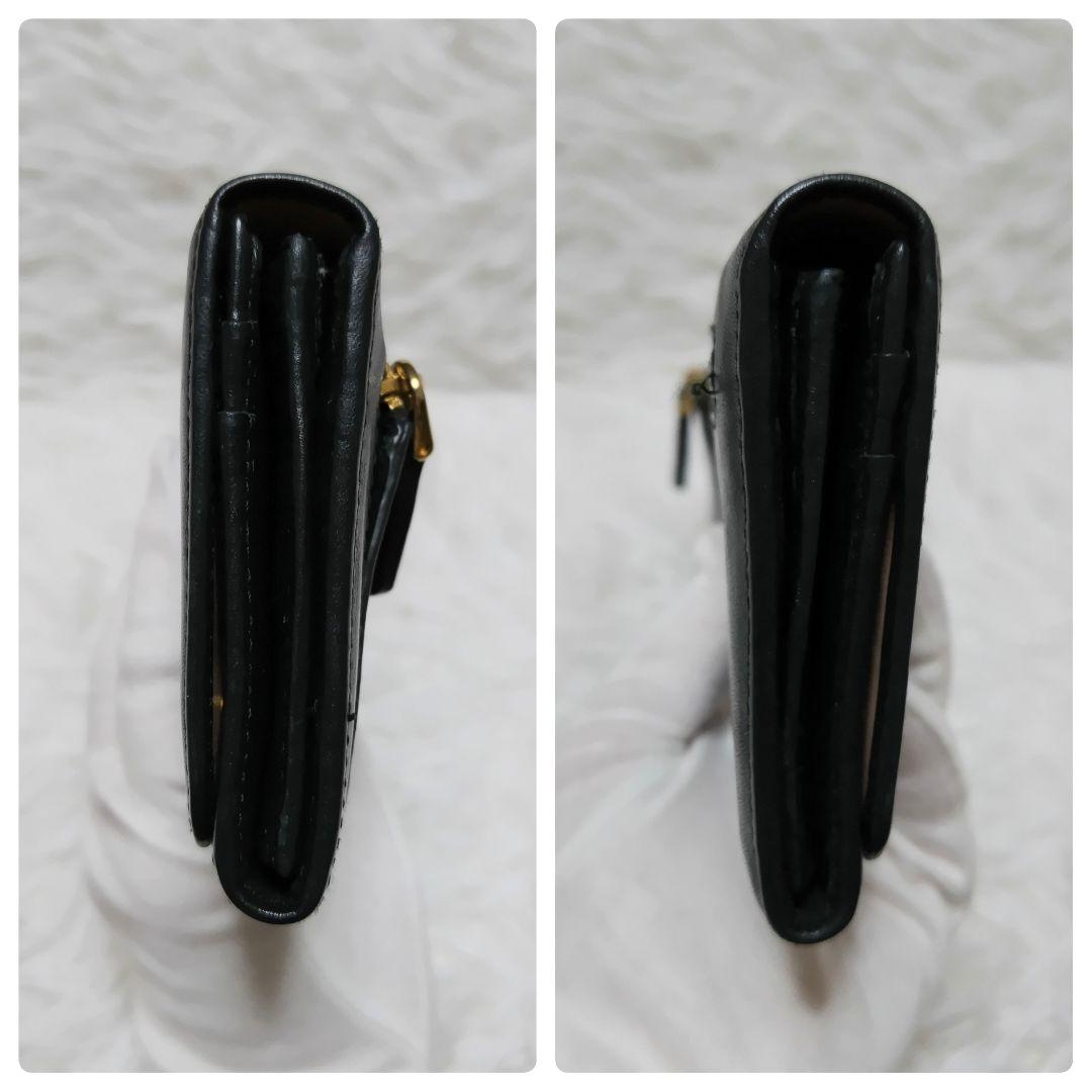 レア美品✨プラダ◇バイカラーフラップ長財布　ソフトカーフゴールド金具黒緑ベージュ