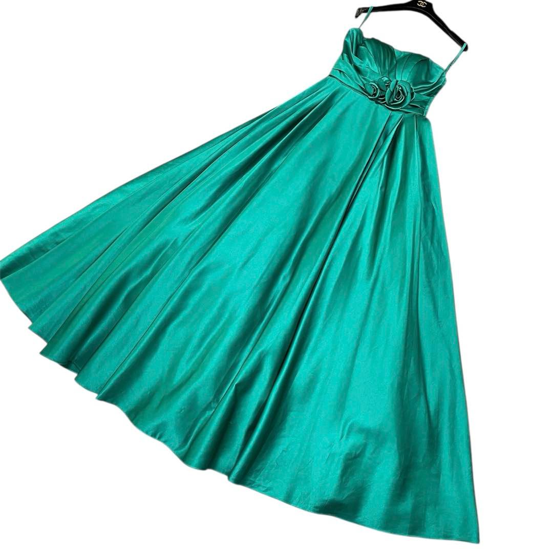 人気完売品✨ファインフェザーズ　ロングドレス　11号　演奏会　お花　グリーン