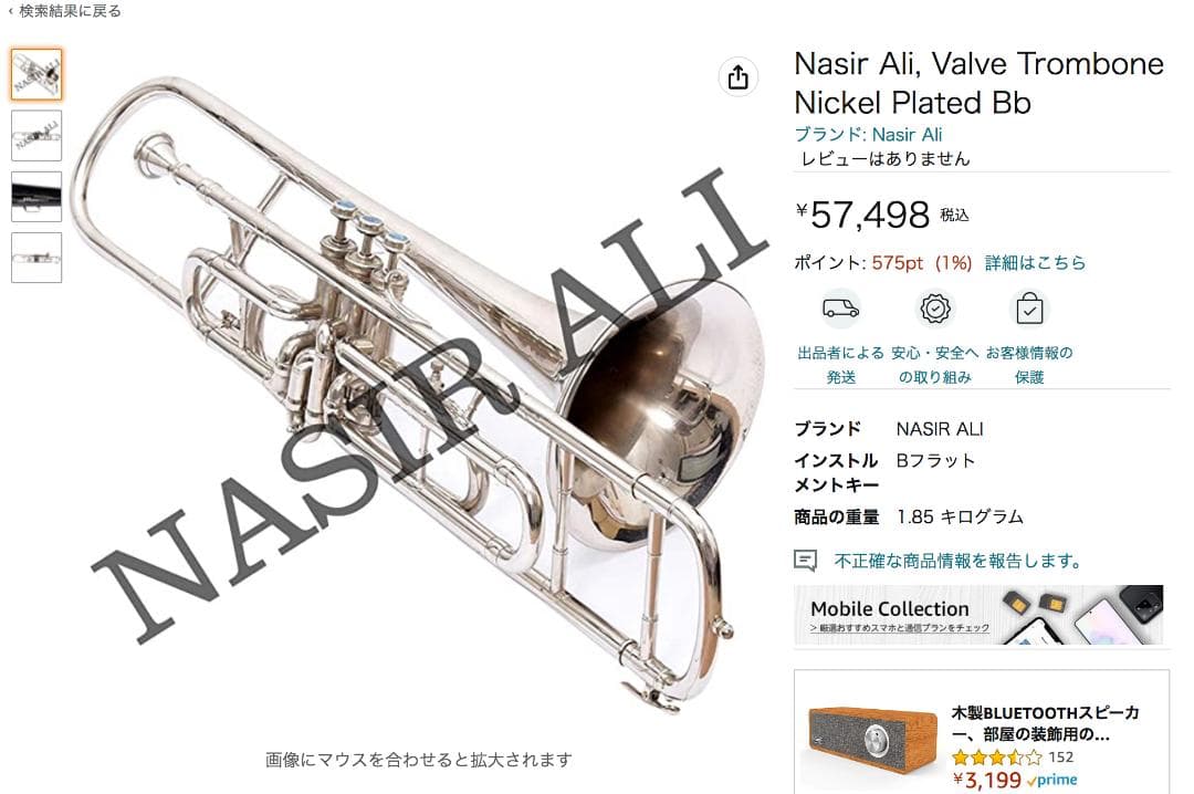 Nasir Ali & Co.製 バルブトロンボーン/ピストントロンボーン