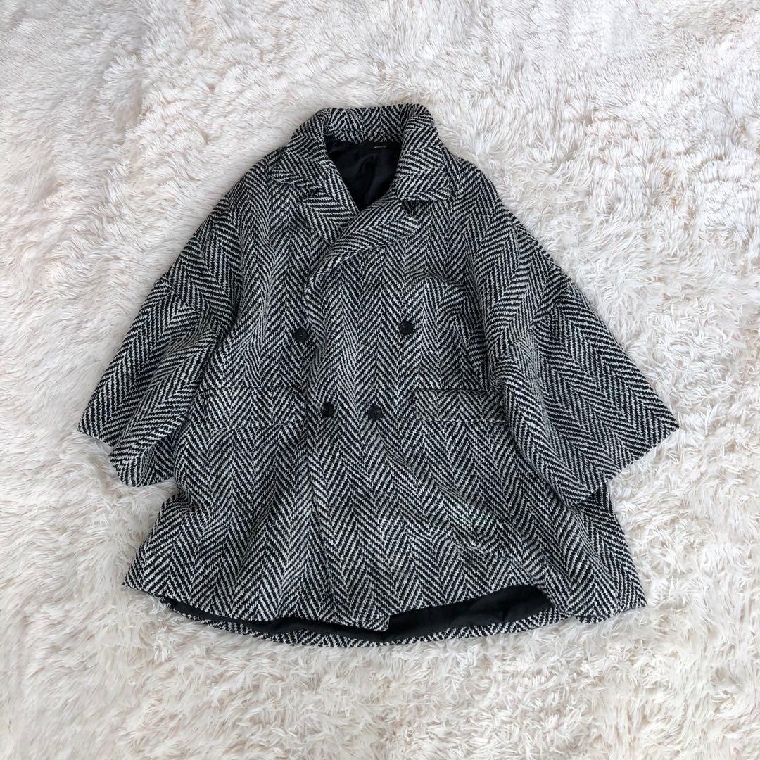 Glambグラムヘリンボーンビッグジャケットウール混