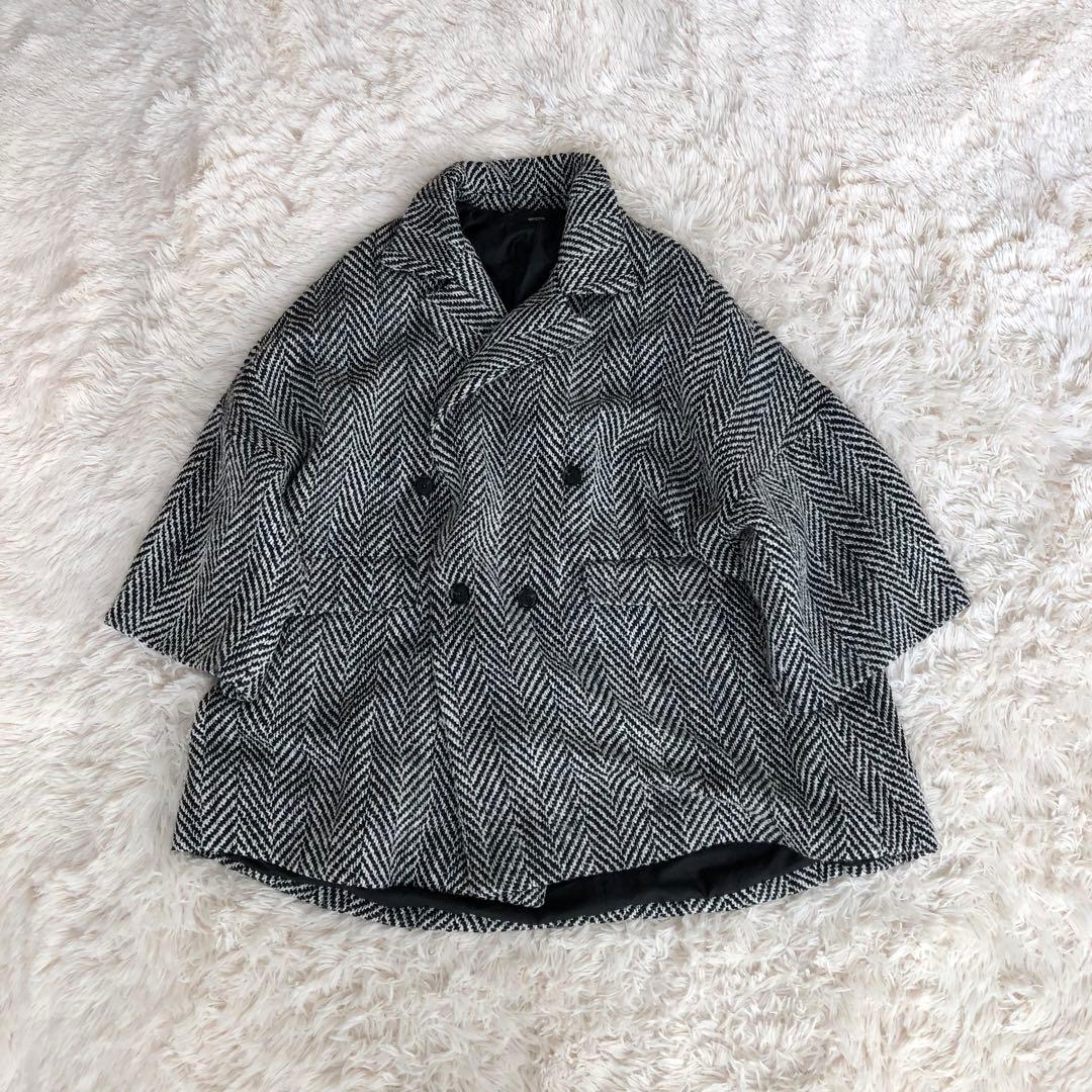 Glambグラムヘリンボーンビッグジャケットウール混