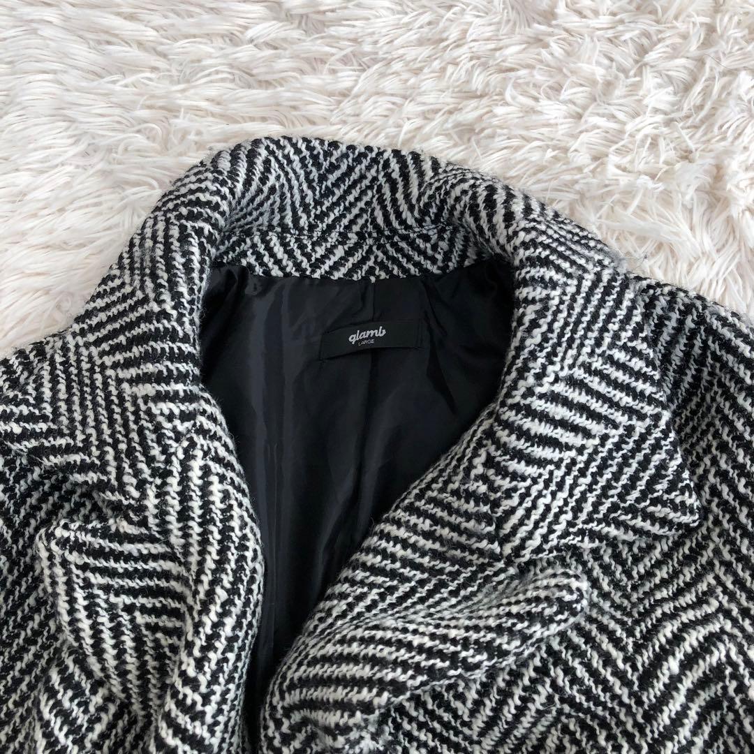 Glambグラムヘリンボーンビッグジャケットウール混