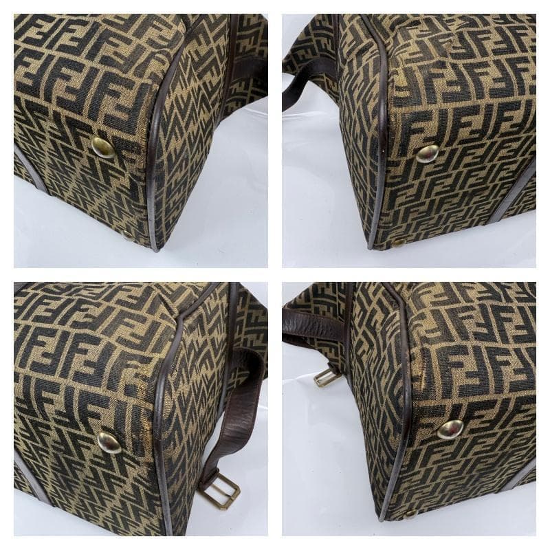 FENDI ボストンバッグ 特大 ズッカ キャンバス　レザー ブラウン 大容量