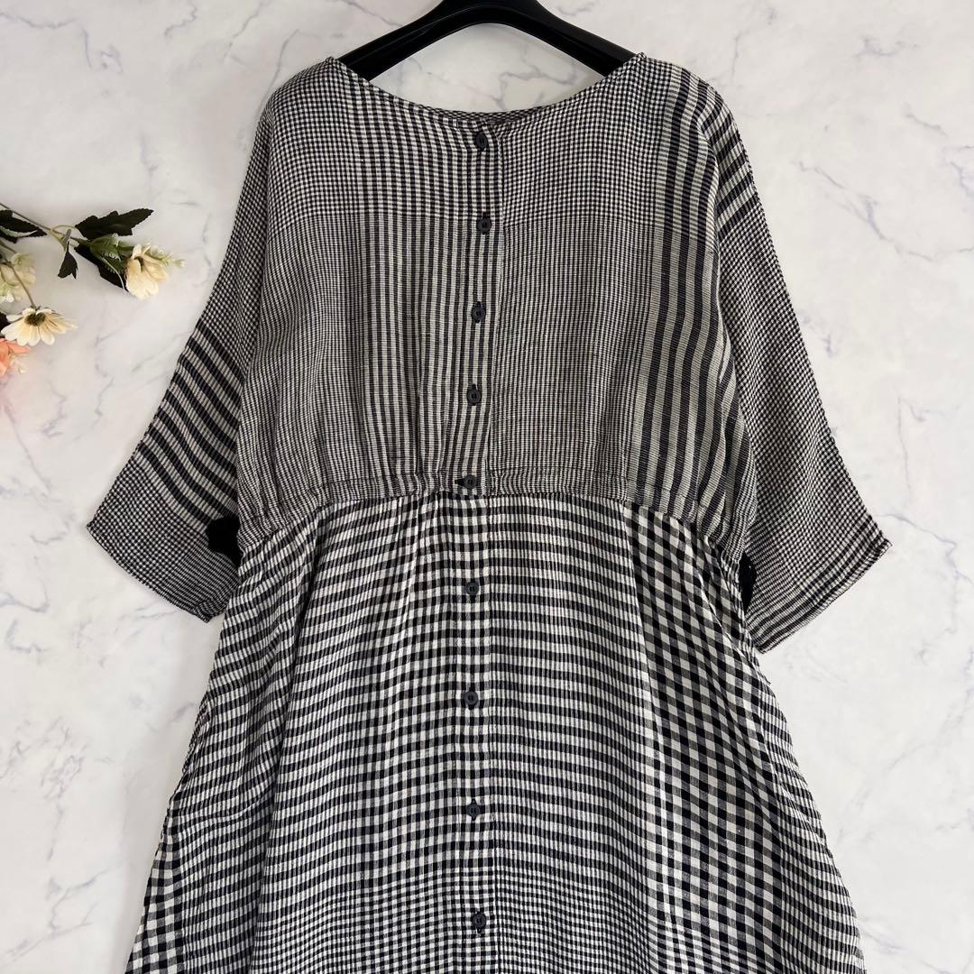 BEARDSLEY ビアズリー ランダム チェック リネン ワンピース