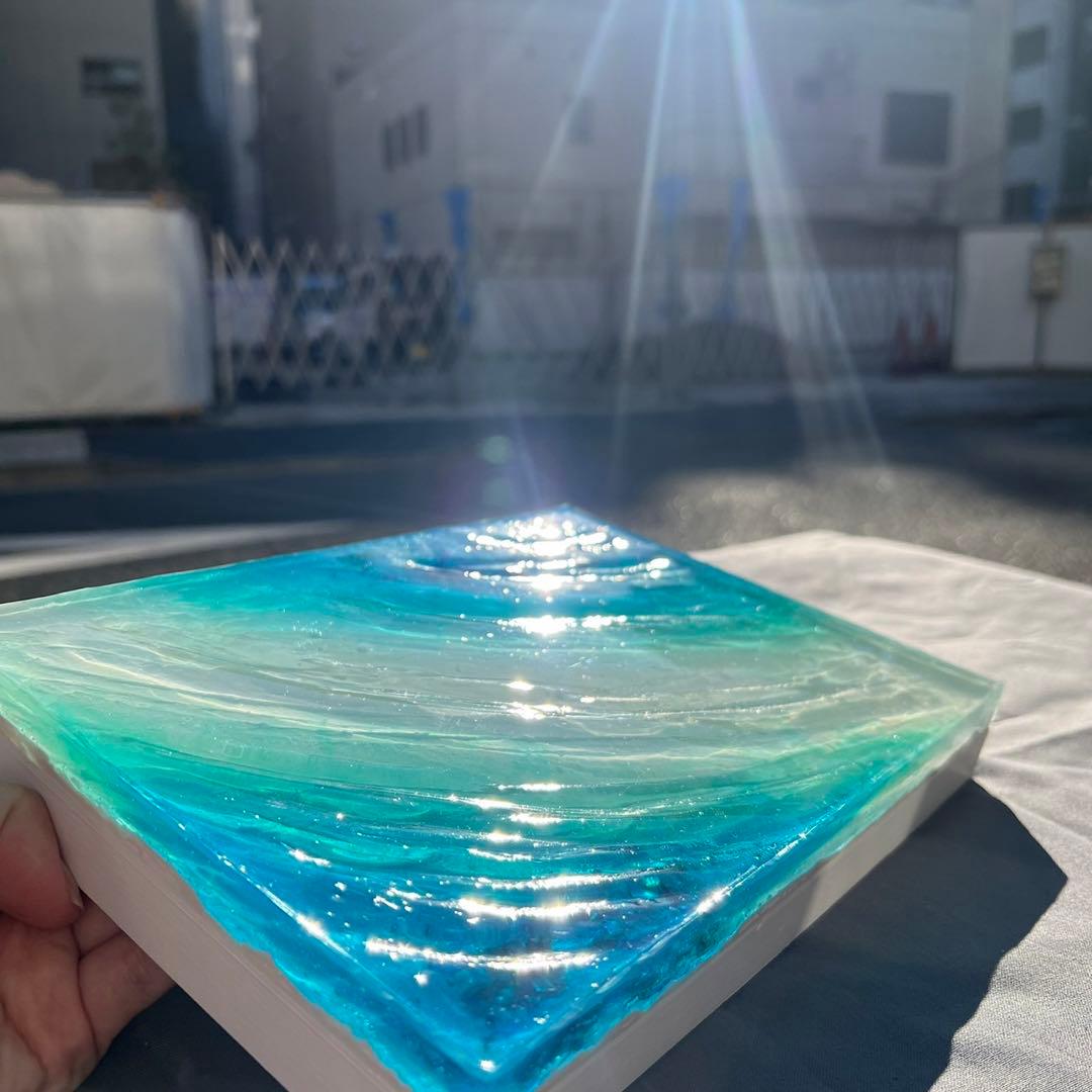 【レジンアート】波紋アート／18cm × 26cm／枠なし