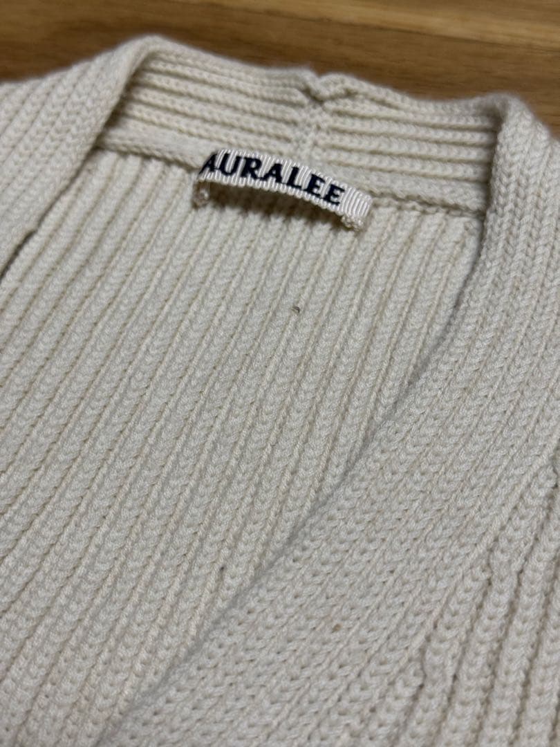 AURALEE カシミア混　リブ編みカーディガン