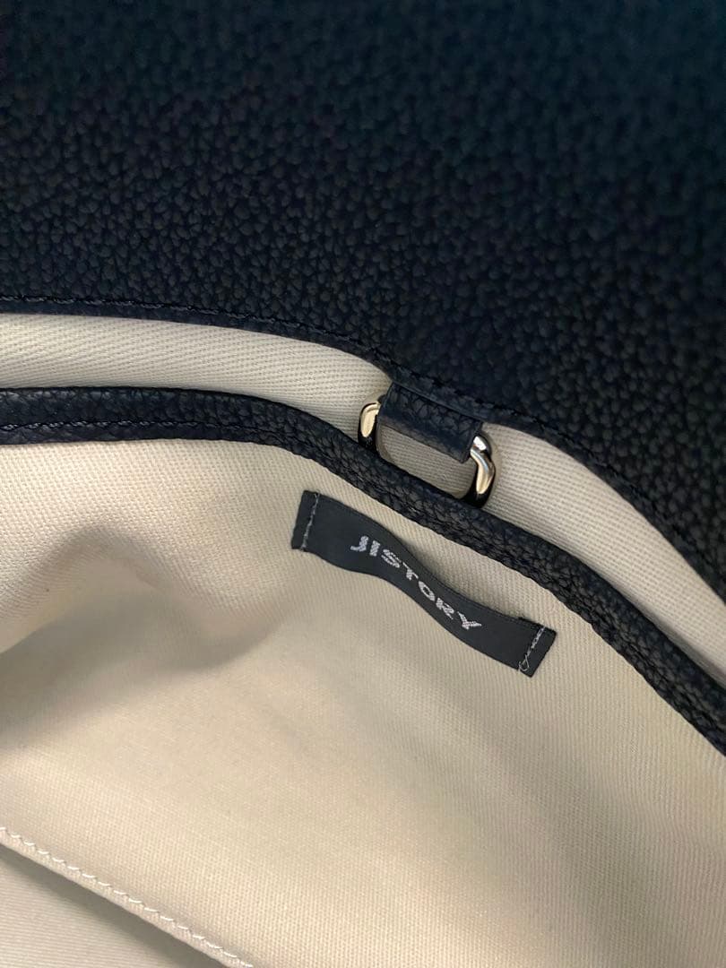 ブラックレザーハンドバッグ　 SIDE BELT BOSTON BAG