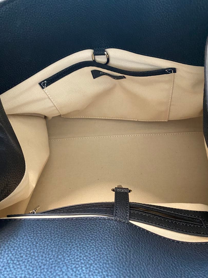 ブラックレザーハンドバッグ　 SIDE BELT BOSTON BAG