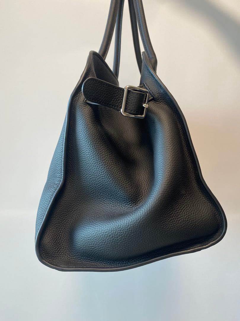 ブラックレザーハンドバッグ　 SIDE BELT BOSTON BAG