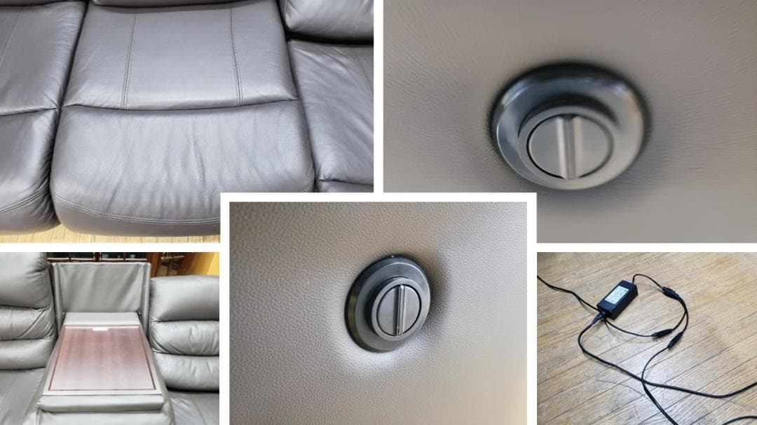 E47　美品！ニトリ製　本革（一部合皮）電動リクライニングソファ