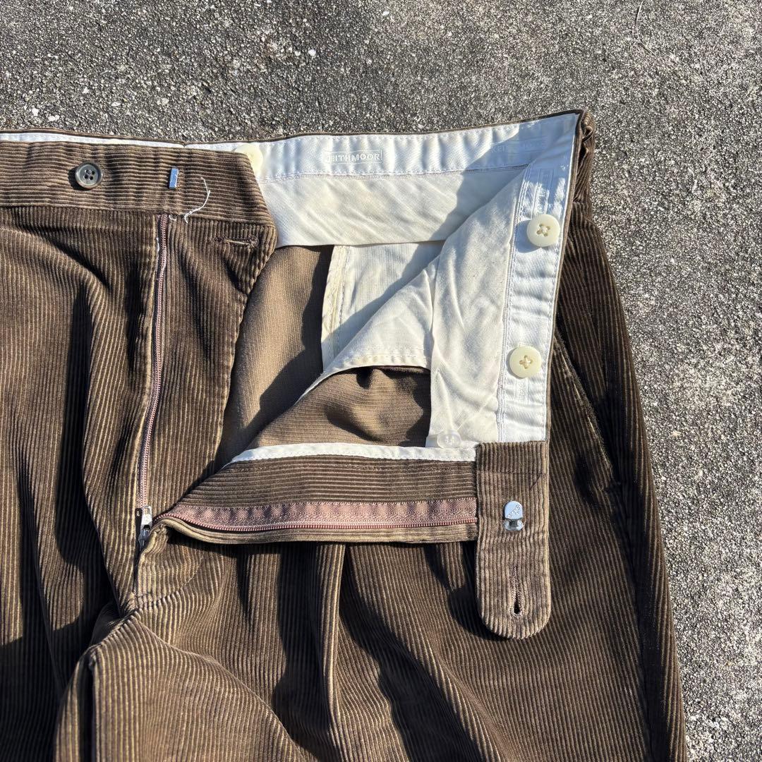 80s カナダ製 vintage コーデュロイパンツ 太畝 ツータック ブラウン