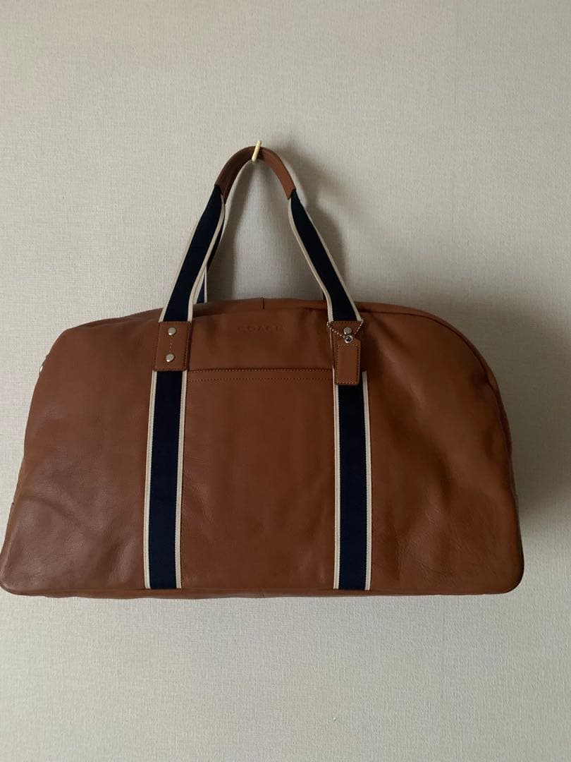 COACH ボストンバッグ ブラウン ストライプ