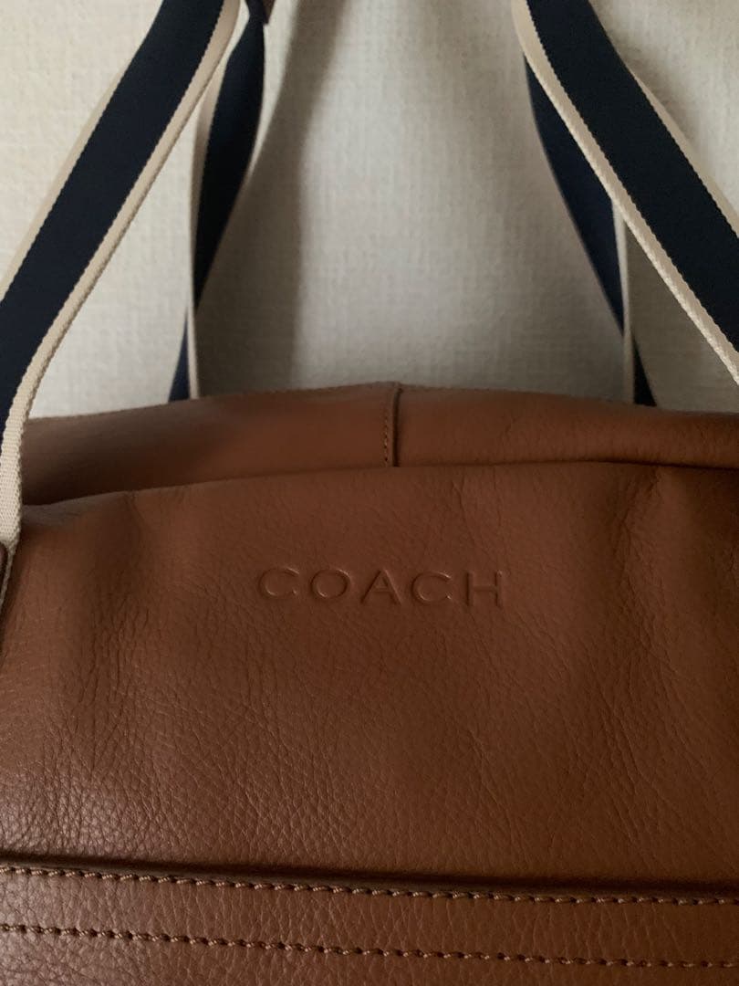 COACH ボストンバッグ ブラウン ストライプ