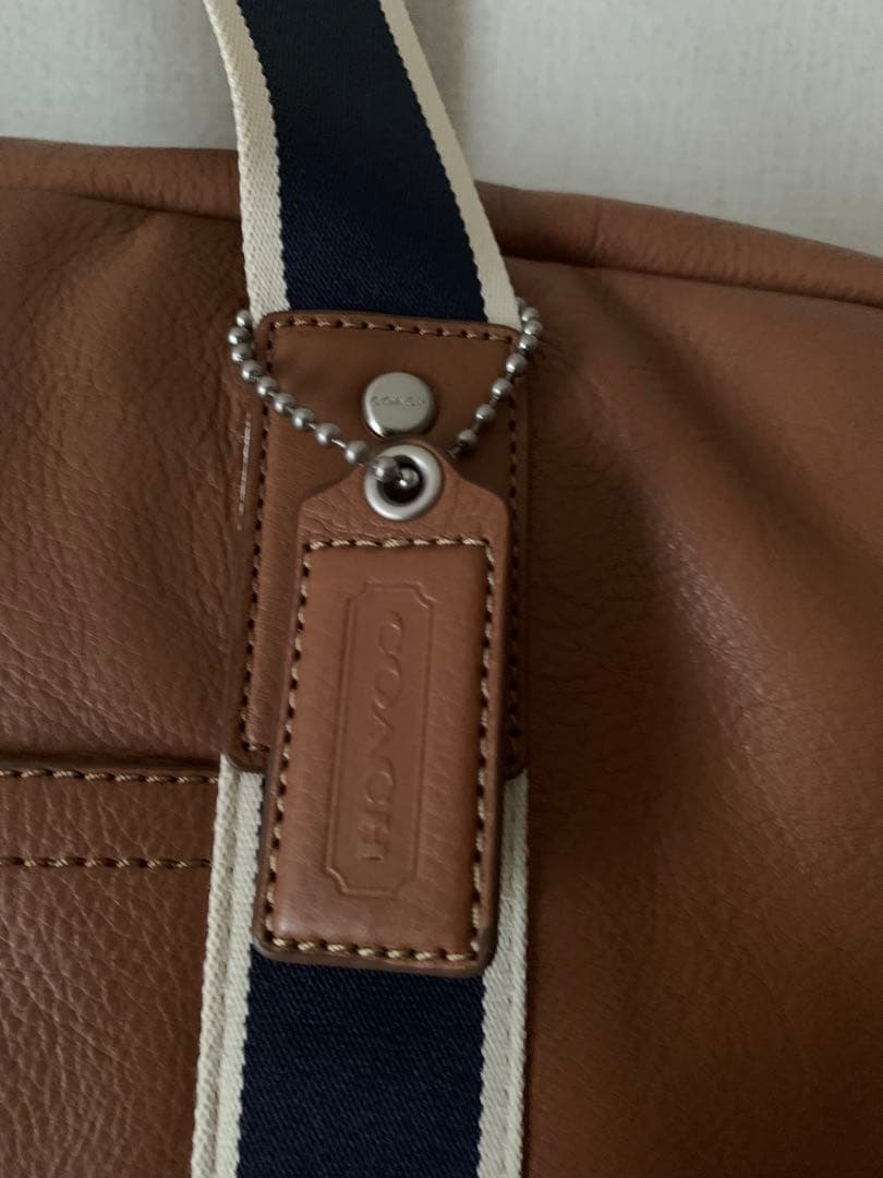 COACH ボストンバッグ ブラウン ストライプ
