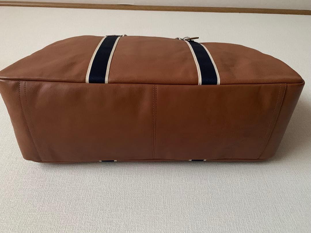 COACH ボストンバッグ ブラウン ストライプ