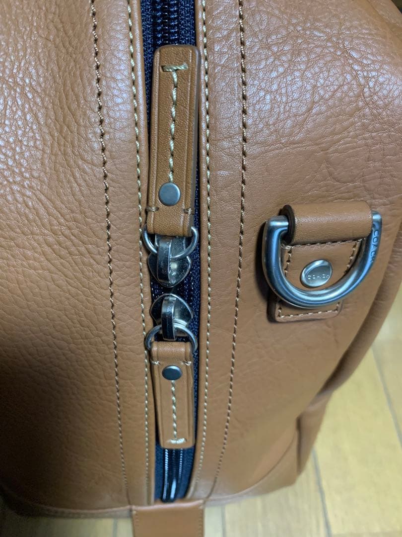 COACH ボストンバッグ ブラウン ストライプ