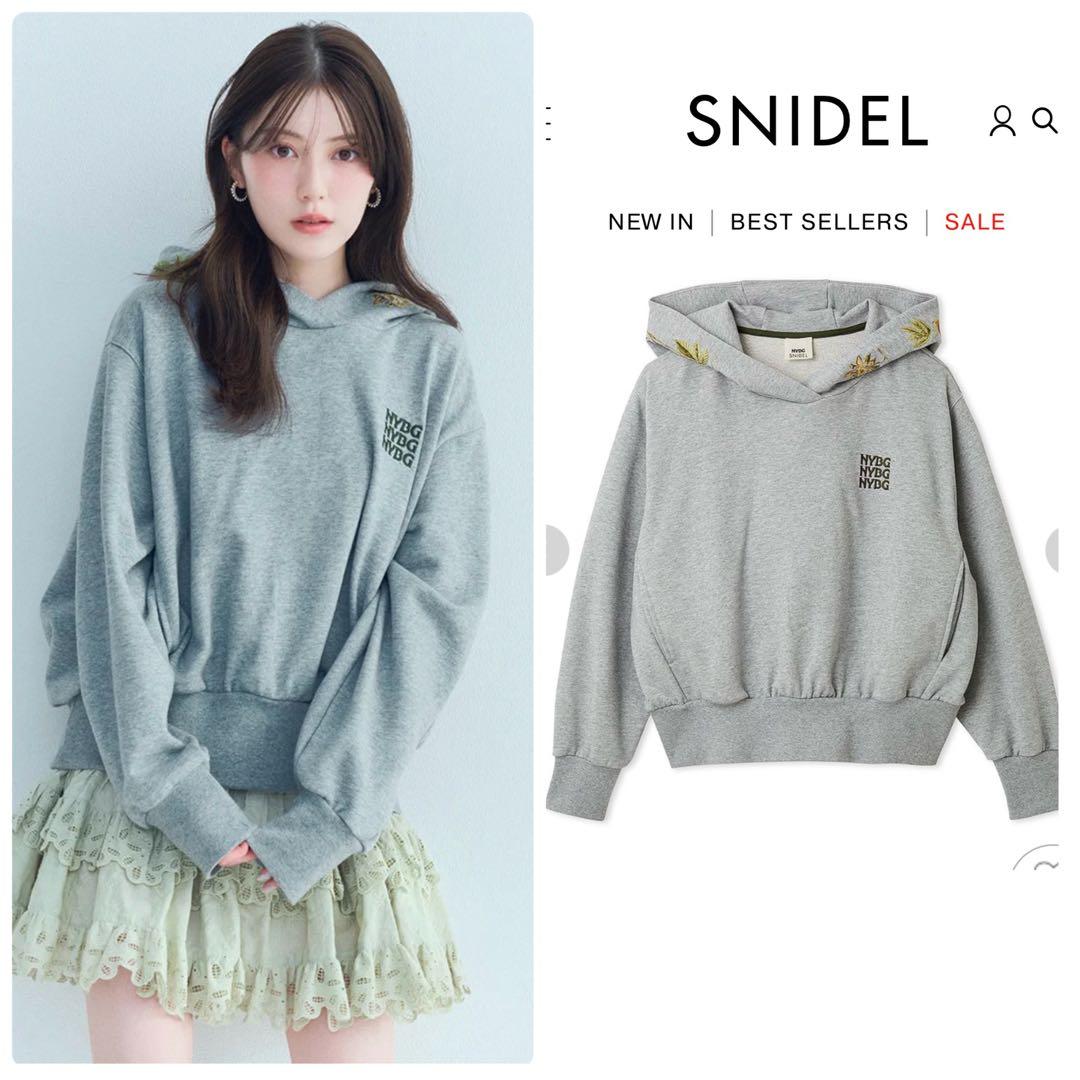 完売♥️新作新品✨SNIDEL NYBG エンブロイダリーフーディー✨ GRY