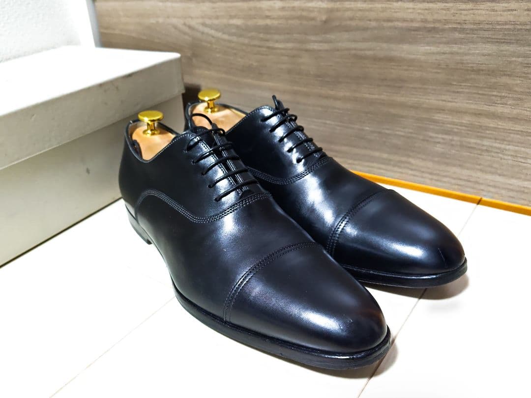 サントーニ　ストレートチップ　サイズ6.5　ブラック　箱付 シューツリー付き