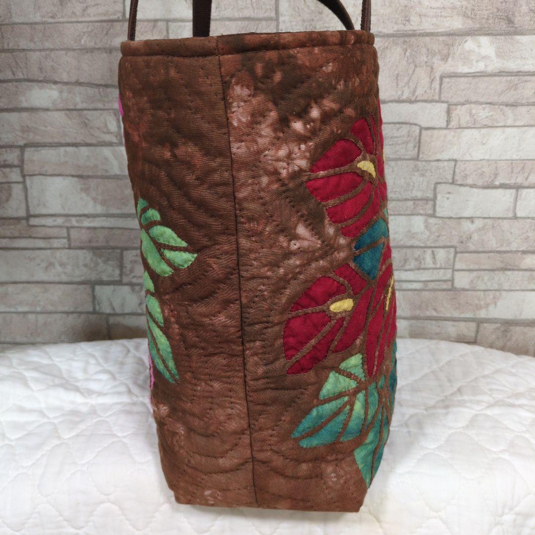 アンスリウムのハワイアンキルトバッグ　ハンドメイド