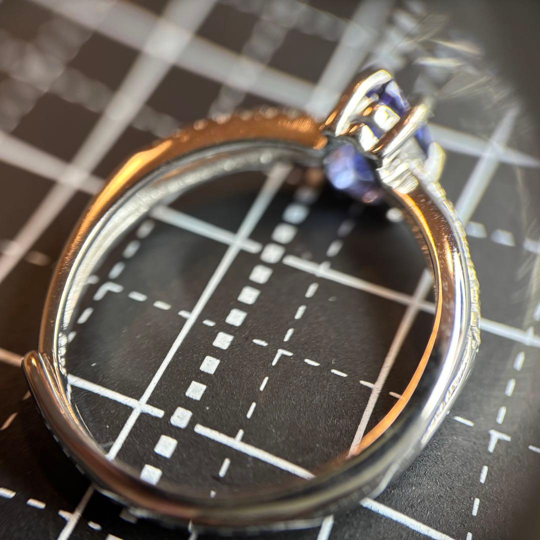 鑑別メモ付き　天然石　タンザナイト　リング　フリーサイズ