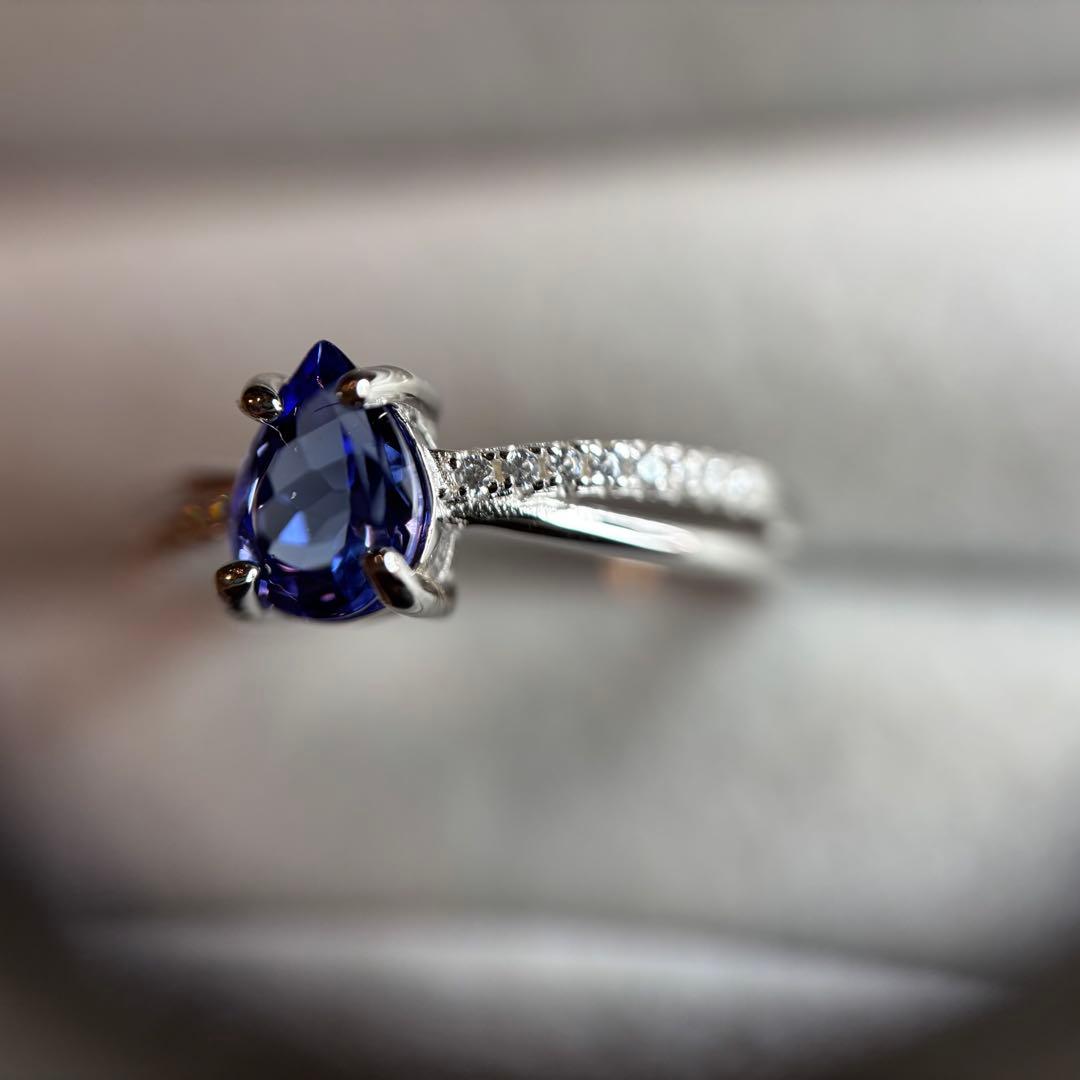 鑑別メモ付き　天然石　タンザナイト　リング　フリーサイズ