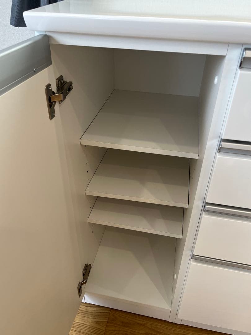 (美品)ニトリキッチンカウンター(レジューム 150QL-R WH)