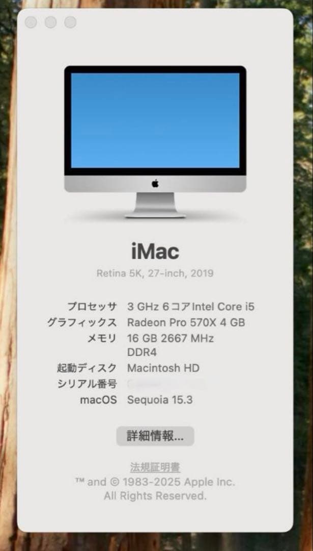 iMac Retina 5K27インチ2019 16GB/1TB