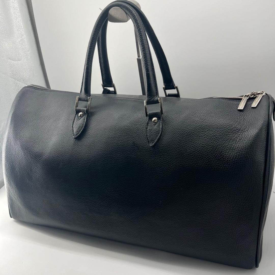 15461✨美品✨エルメネジルドゼニア シボ革 ボストンバッグ 大容量 レザー