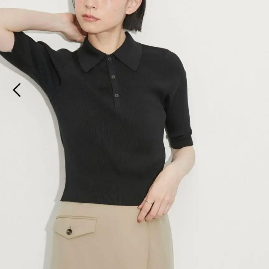 オーラリー　GIZA HIGH GAUGE RIB KNIT POLO ポロ