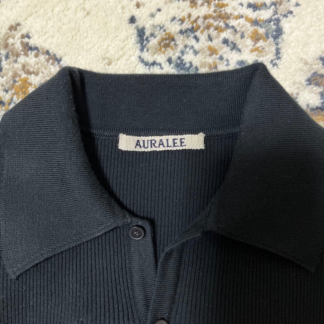 オーラリー　GIZA HIGH GAUGE RIB KNIT POLO ポロ