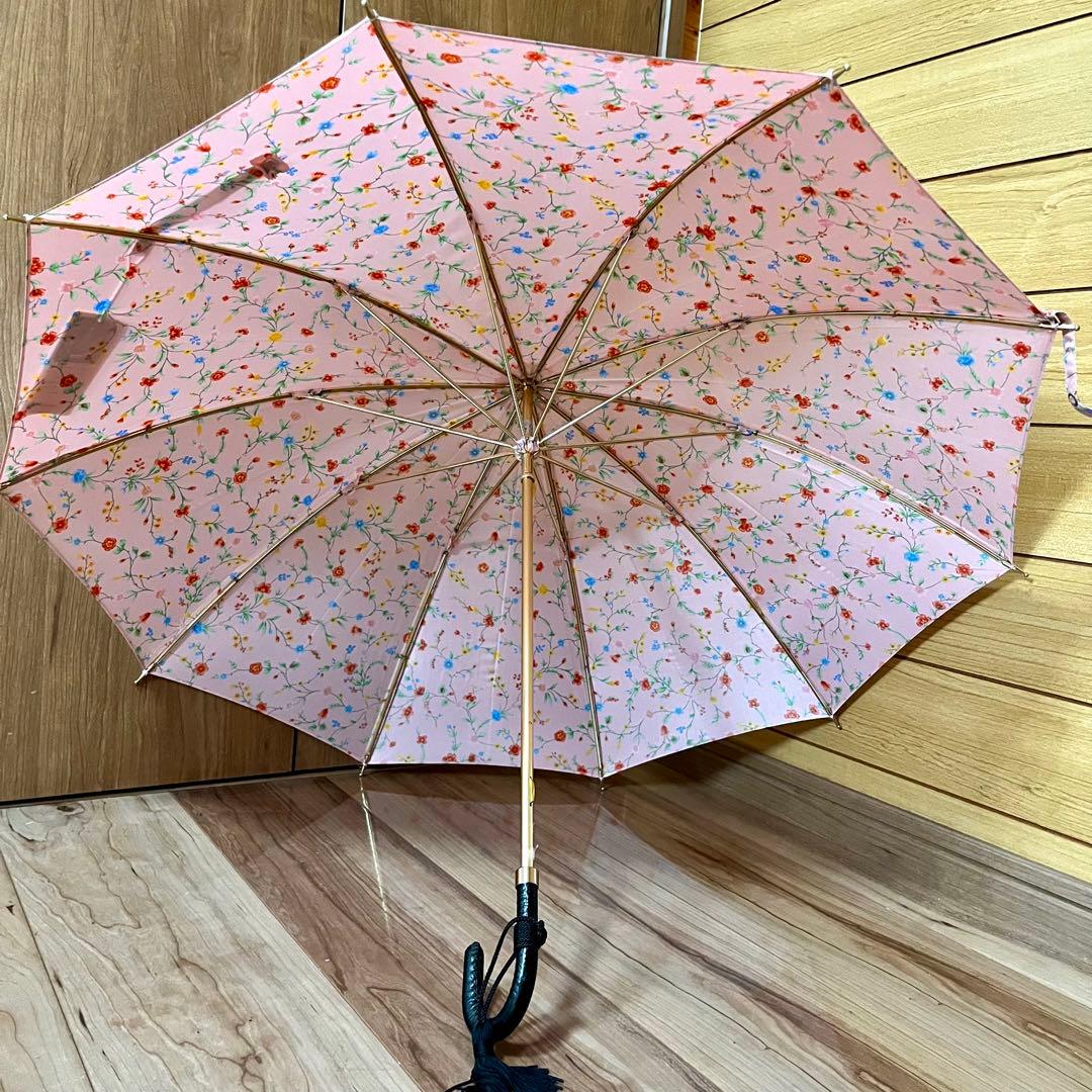 新品未使用タグ付　前原光栄商店　雨傘　日傘　ピンク　花柄　タッセル付き