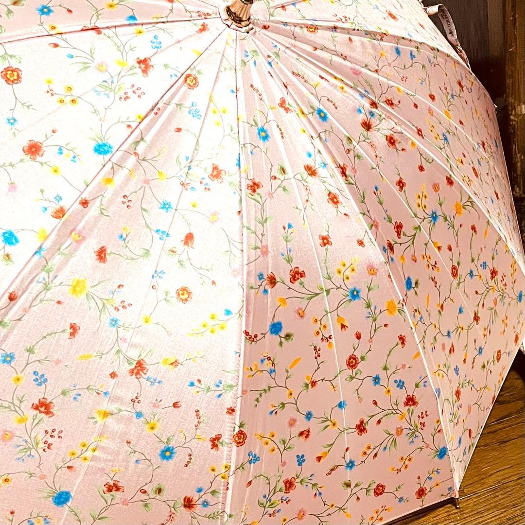 新品未使用タグ付　前原光栄商店　雨傘　日傘　ピンク　花柄　タッセル付き