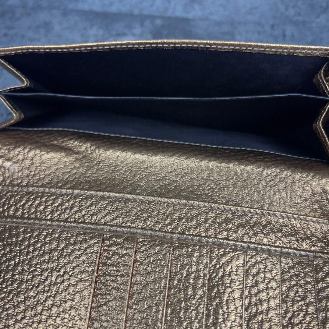 GUCCI GG柄 キャンバス×レザー 長財布 ゴールド金具