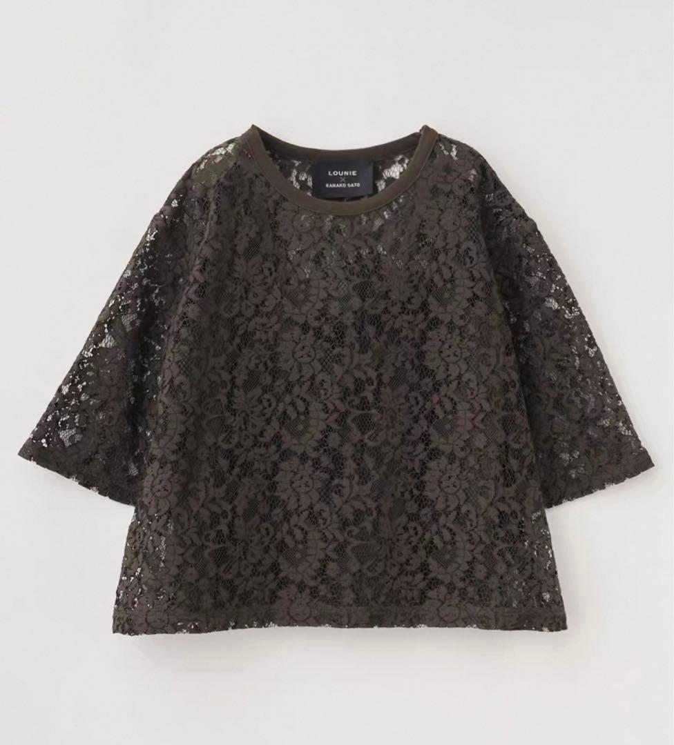 専用ルーニィ　クロップドレースブラウス 佐藤佳菜子コラボ限定色カーキM