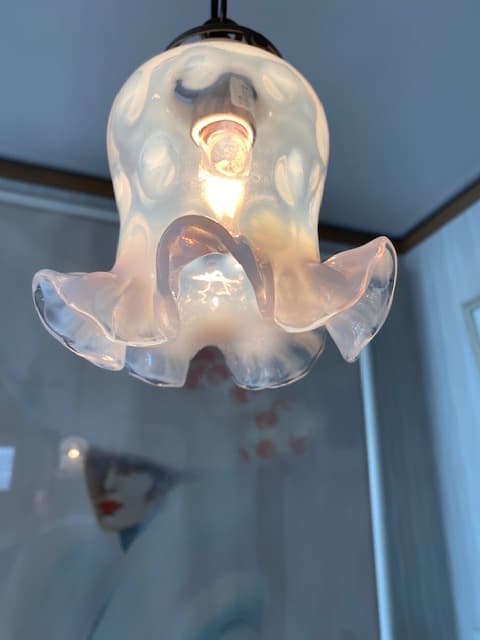 フェントン　オパールセント　ドット　ランプシェード　ビンテージ硝子シェード