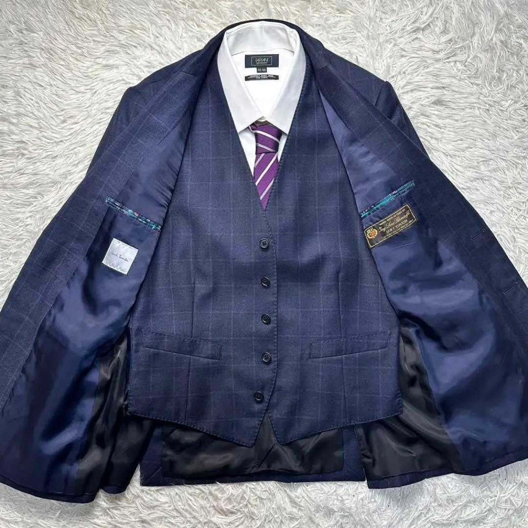 未使用級 現行 ポールスミス 上質ロロピ 光沢 2ピース 総裏 チェック M