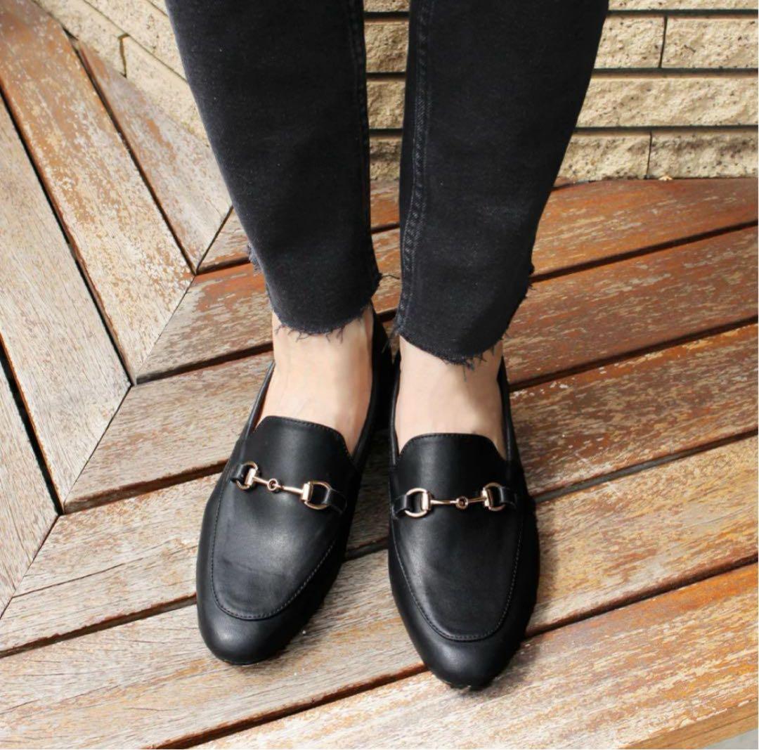 【新品半額】Fin本革ビットローファー23.5黒