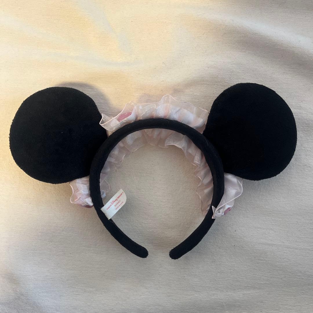 ディズニー ミニー カチューシャ 薔薇 バラ ローズ リボン ピンク