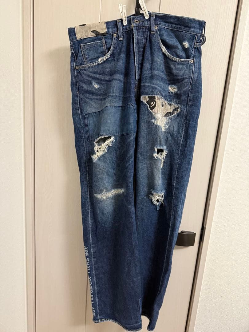 A BATHING APE ダメージ加工デニム xlサイズ　エイプ