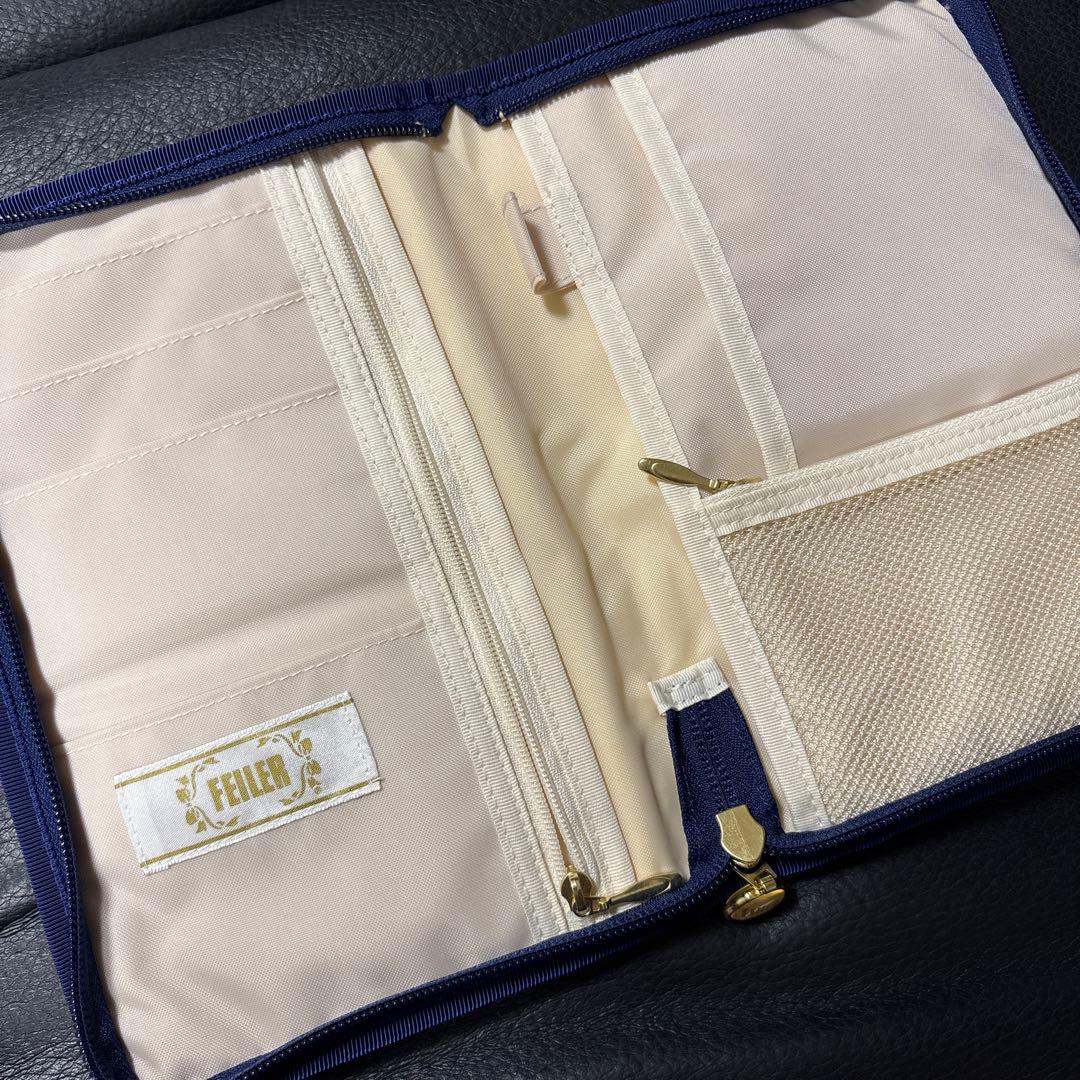 FEILER ハイジネイビーストライプマルチケース母子手帳ケース